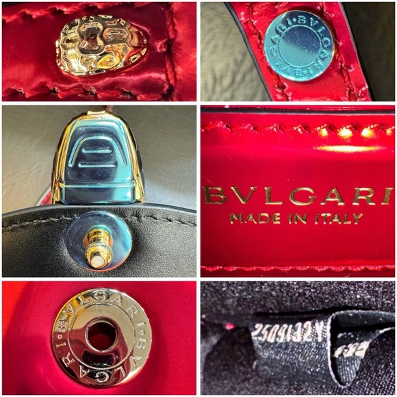 Bvlgari Serpenti Forever Square Crossbody Shoulder Bag Metallic Red Leather Smal - Picture 10 of 14